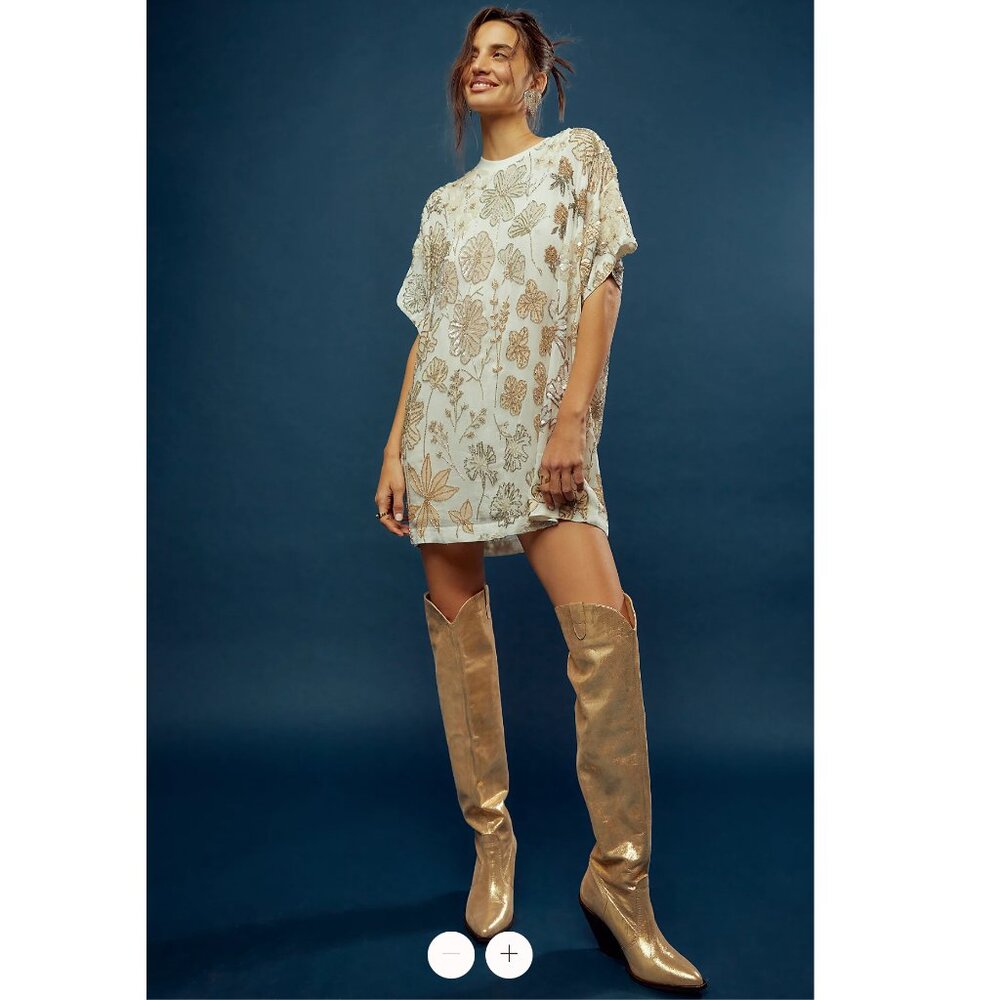 Free People Jewel Mini Dress Snow White Combo Size XS